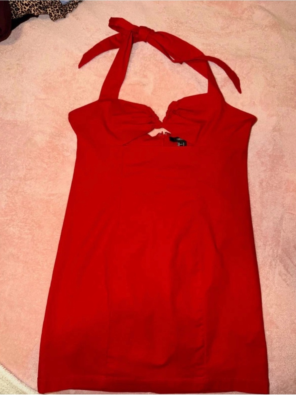 Forever 21 Red Halter Tie-Neck Mini Dress